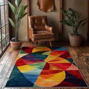 Well Woven x Crayola Pop Parade Multicolor Rug - Modern geometric area rug, colorful abstract rug, Crayola area rug, colorful statement rug, machine-washable contemporary rug, bold artistic home décor, durable flatwoven rug