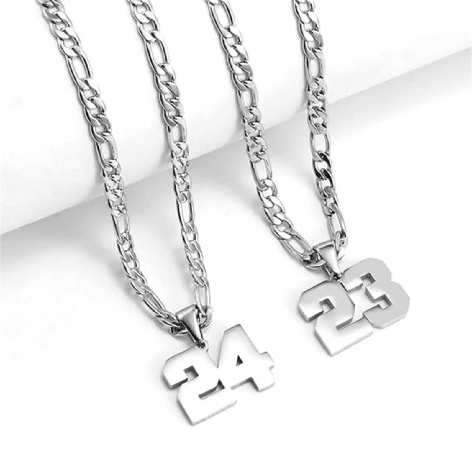 Stainless Steel Silver Number 0-99 Necklace Personalized Sports Jewelry for Men and Women Stylish Everyday Party Accessory Trendy Anniversary Gift