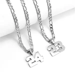 Stainless Steel Silver Number 0-99 Necklace Personalized Sports Jewelry for Men and Women Stylish Everyday Party Accessory Trendy Anniversary Gift