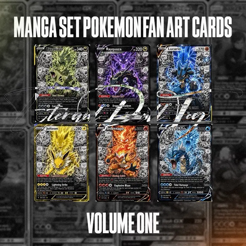 Manga Style Pokémon Inspired Fan Art Cards | Volume 1 | Custom Holographic Collectible Set Manga Style Pokémon Inspired Fan Art Cards | Volume 1 | Custom Holographic Collectible Set