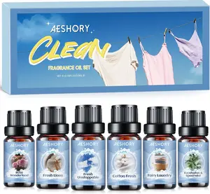 Clean Essential Oils Set - 6 Premium Essential Oils for Diffusers for Home, Candle Making & Soap Making: Eucalyptus Spearmint,Fresh Linen,Rose Wonderland. Woody Floral Scent Homemade