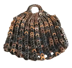 1960s Vintage RARE Leather Chain Link Handbag - Authentic Leather Design from the Past Century Unique Retro Style Fashion Accessory