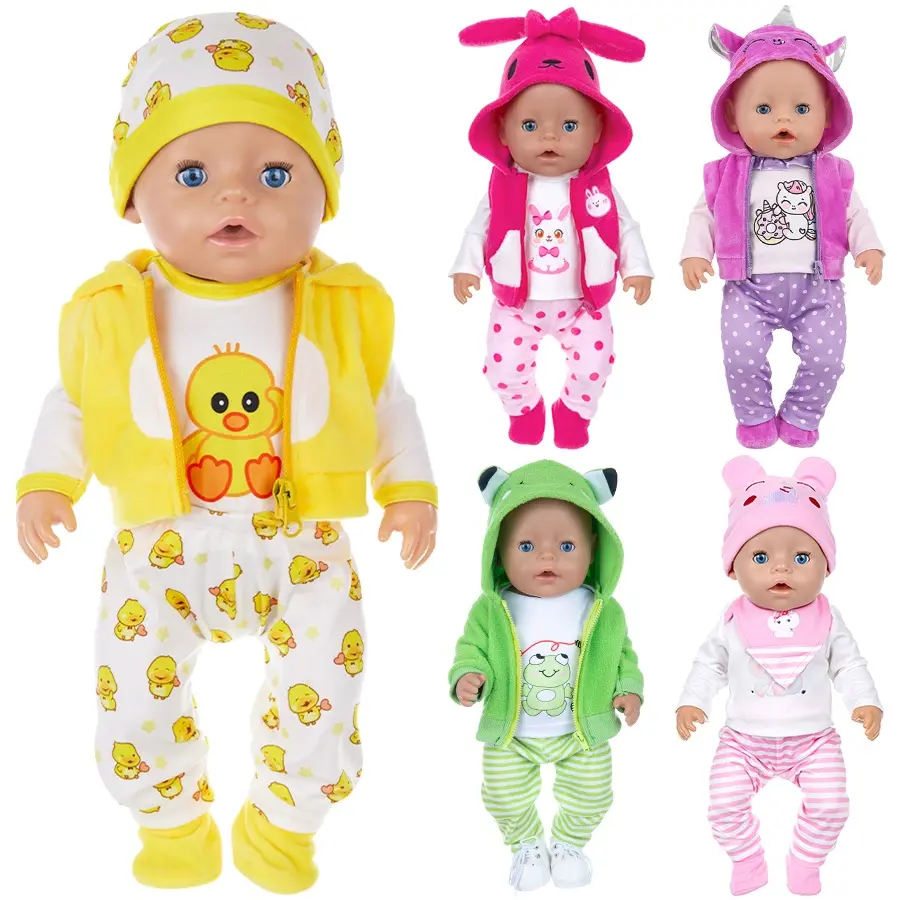 DEARBEI Doll Clothes Set for 16-18 inch Unisex Simulated Reborn Dolls, Stylish 5 Clothing Sets, 2 Sun Hats, 3 Shoes, All Seasons Accessories for Imaginative Play, Kids' Christmas Gifts