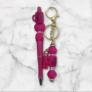 Beadable pens and Keychain made of Plastic, Wood, and Metal