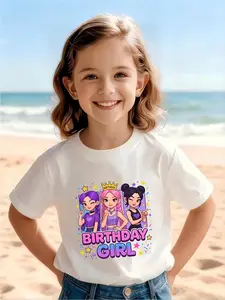 K-POP BIRTHDAY GIRL T-Shirt for Girls Ages 5-13, Trendy and Cute Anime Birthday Graphic Tee, Soft and Comfortable Crew Neck Short Sleeve floral print