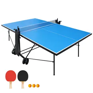 Outdoor standard size folding table tennis table with 6cm thick aluminum-plastic panel tabletop, single-sided folding practice mode, equipped with ball racket rack and horizontal adjustment wheel