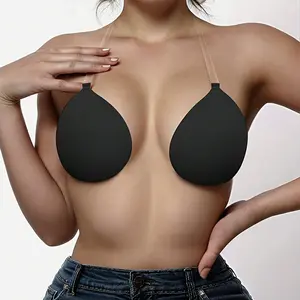 Lift-Up Silicone Bra Pad, Invisible Push-Up Cup, Breathable Comfort, Ideal for Wedding Dresses and Evening Gowns, with Straps