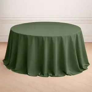 Polyester 132" Round Tablecloth Olive Green - Seamless Chic Table Cover