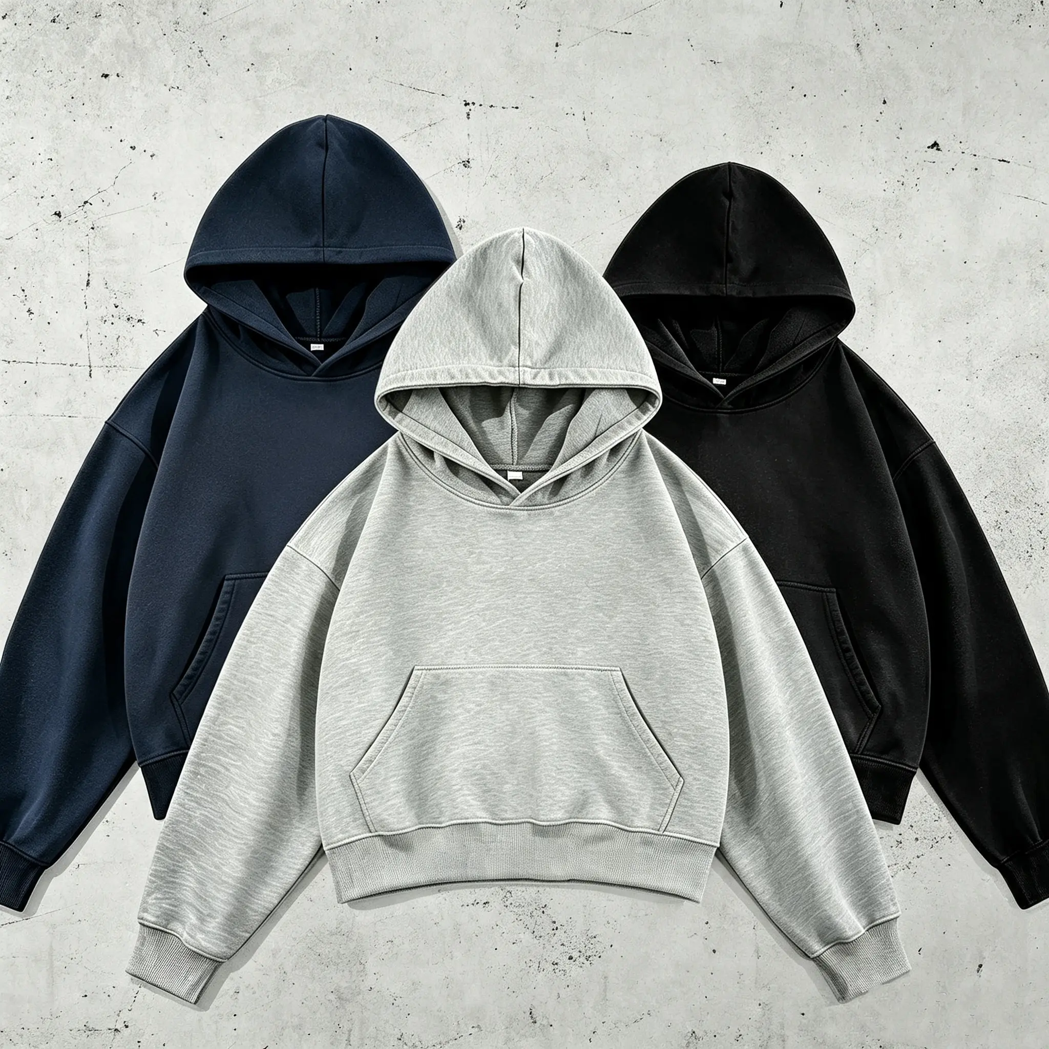 Women's Cropped Oversized Hoodie - Unisex Loose-Fit Long-Sleeve Hooded Crewneck Sweatshirt, Basic Vintage Look, Cold Machine Wash, Casual Daily Streetwear Top