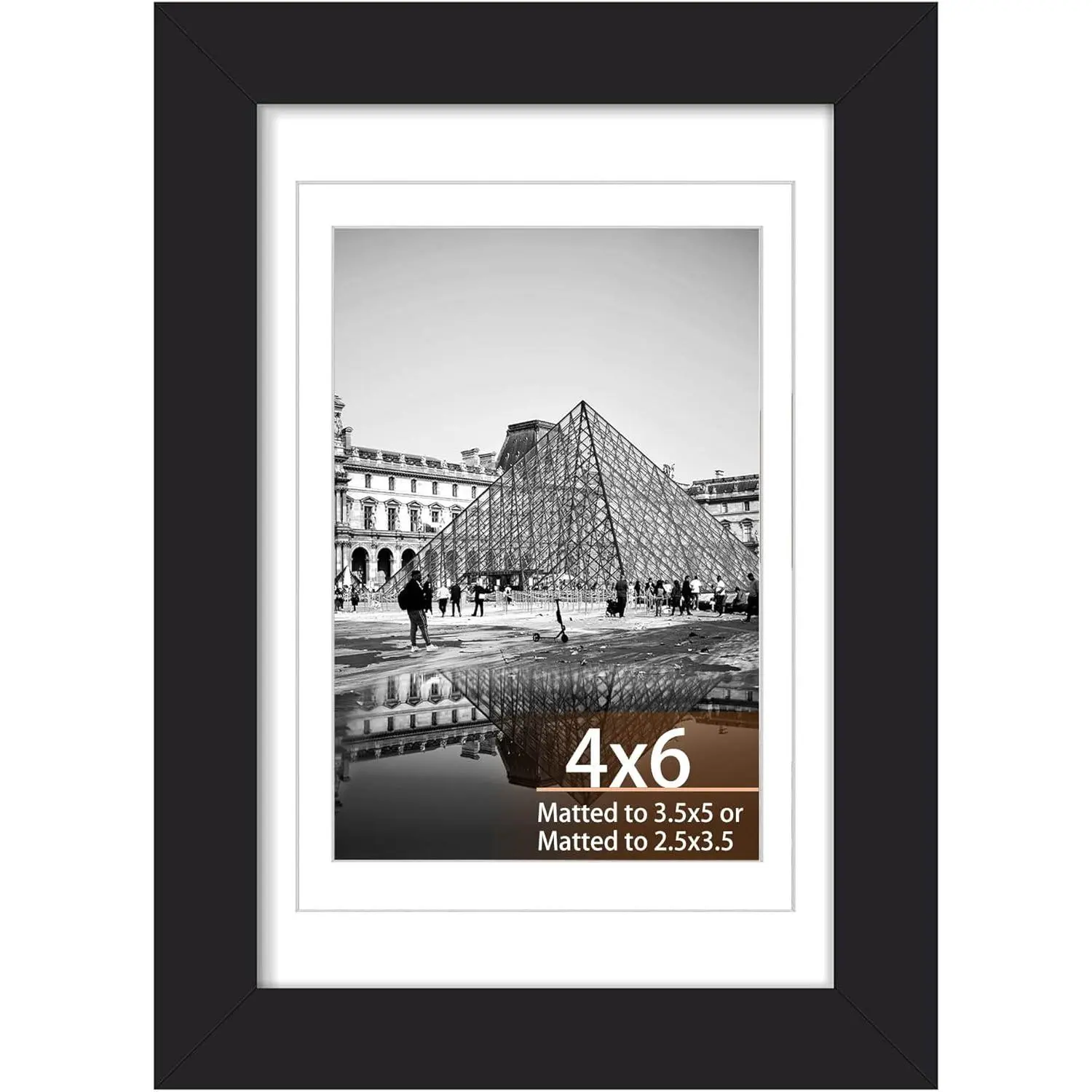 4x6 Picture Frame Display Photo 3.5x5 and 2.5x3.5 With Mat Picture Frame Covered by Plexiglass Engineered Wood Frame For Table Top and Wall Mounting (Black, 4X6 MDF)