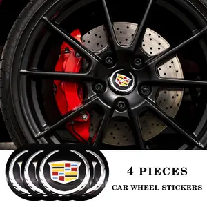 Car Wheel HUB Center Cap Stickers, Sticker For Cars, Metal 3D Emblem Decals for Cadillac, Upgrade HUB Center Logo Accessories for Cadillac CTS DTS STS XTS ATS BLS SLS Deville CT5 CT6 XT5 XT6, Universal Car Sticker