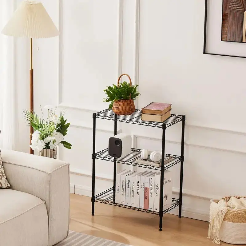 Sweetcrispy Storage Shelf Unit, Metal Wire Shelving Rack ,Adjustable Layer Height,for Kitchen Garage Living Room