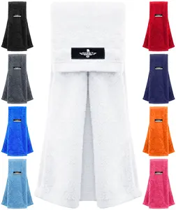 Exxact Sports White Football Towel with Hook & Loop Fastener, Quarterback QB Sports Towel to Clean Hands, Visor and Gloves - Highly Absorbent, Quick Dry (White)