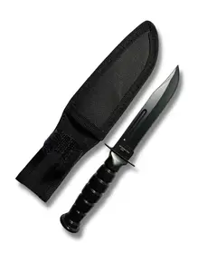 Mini Hunting Knife with Sheath & Belt Loop – 5" Drop Point Blade – Black Handle