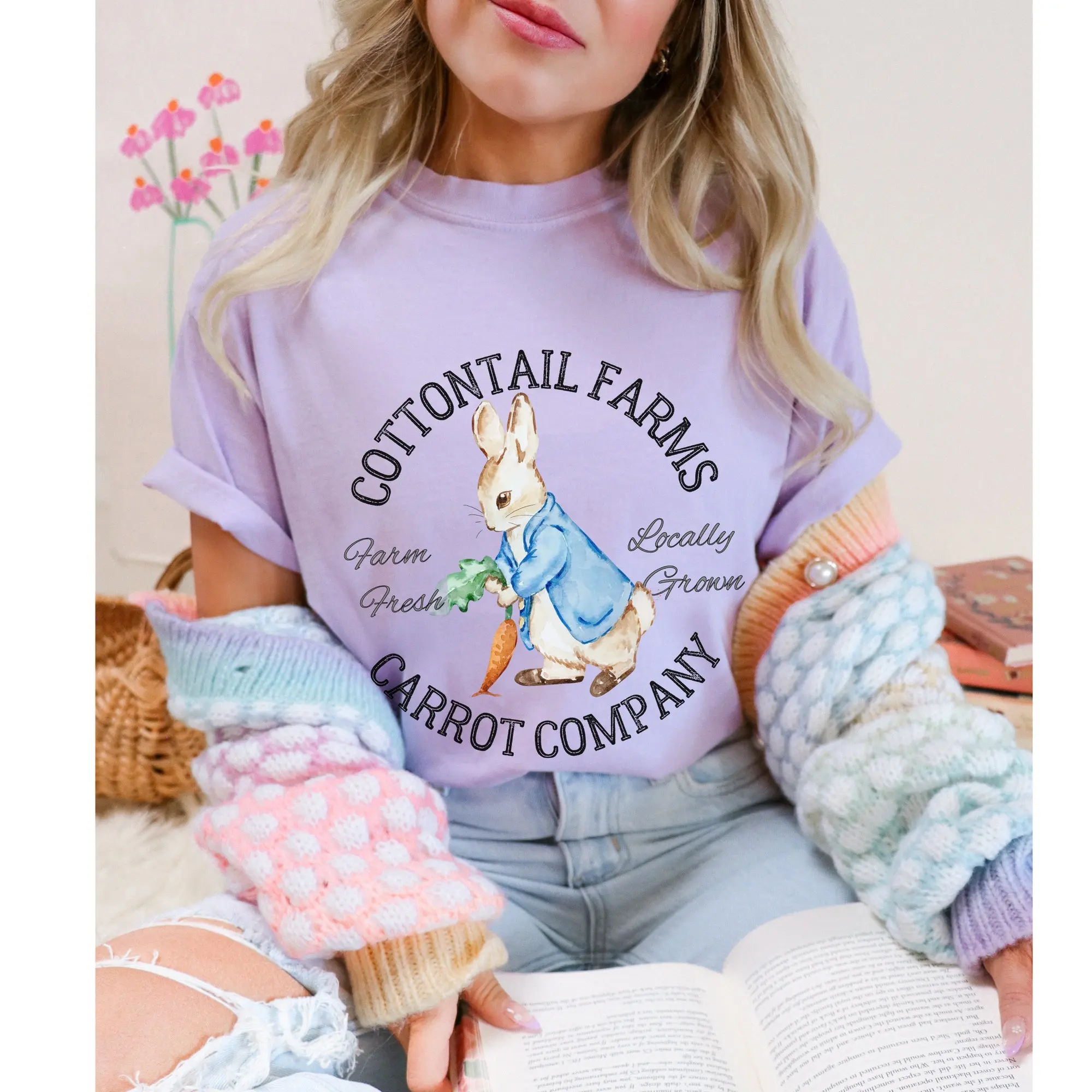 Comfort Colors® T Shirt, Spring T-Shirt, Trendy Tee, Cotton Tail Farm Shirt, Peter Rabbit Shirt, Gift for Mom, Mother's Day Gift, Easter Tee