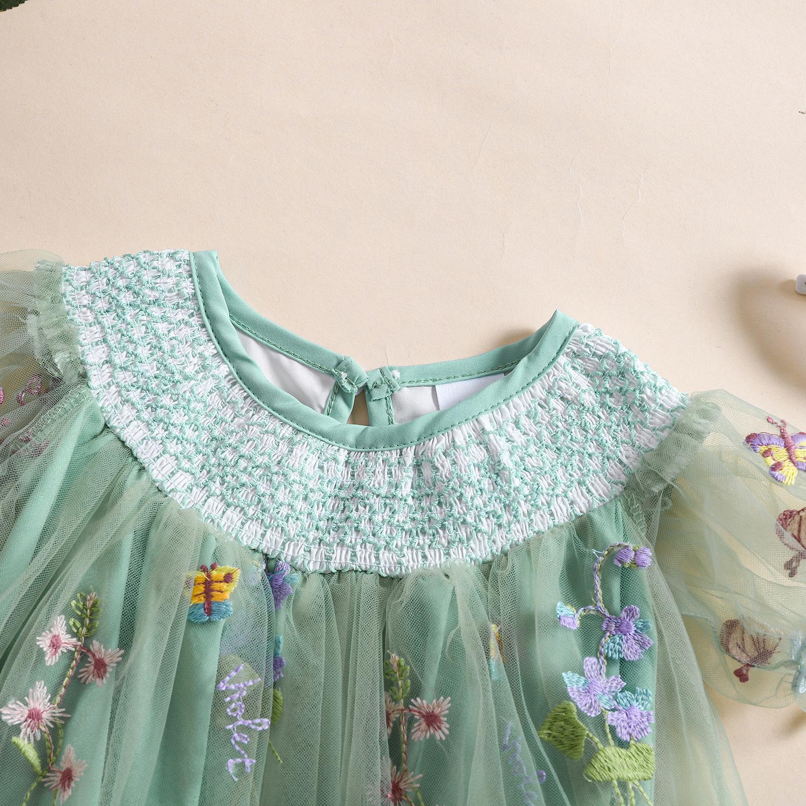 Baby Girls Tulle Tutu Dress Party Holiday Princess Dresses Infant Toddler Embroidery Flower Fairy Romper Dress Baby Girls Tulle Tutu Dress Party Holiday Princess Dresses Infant Toddler Embroidery Flower Fairy Romper Dress