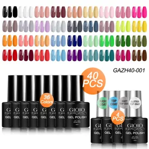 GIOIO 40 Pcs Gel Nail Polish Set Soak Off UV Lamp 36 Colorful Gel Polish Matte With Base Top Coat Matt Top Glitter Top Meet Manicure Lover Basic Nail Art Design Needs