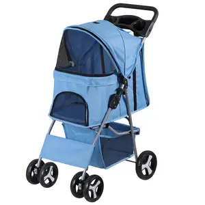 Segawe 4 Wheel Foldable Dog Pet Stroller - Blue
