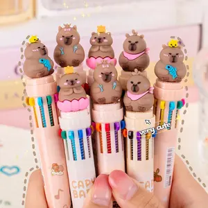 4 Pcs Multicolor Ballpoint Pen 10-in-1 Retractable Pen Cute Capybara Pens Cartoon Capybara Gel Ink Pens for Kids Boys Women Men College Student Pen Office School Supplies