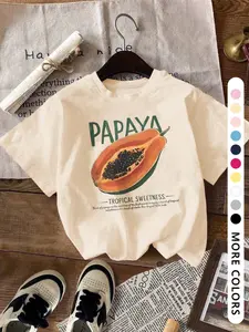 Summer Women's T-Shirt Fitted Papaya Vegetable Outdoor Leaf Camping Picnic Weekend Party Print Campus Style Fashion Comfortable Casual Everyday
