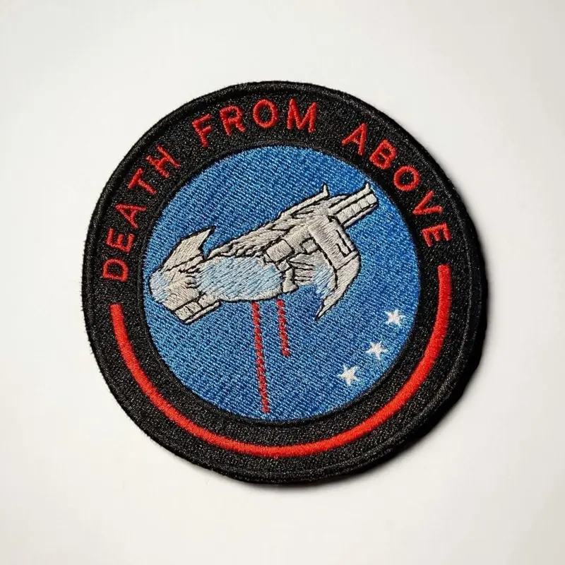 Helldivers Inspired Death From Above Multi-Size Embroidered Patch Applique - 3,4,5 in Geometric Embroidery Design Tactical Morale Patch with Iron-On,Sew-On,Hook Backing for Jackets,Vests,Gear Bags