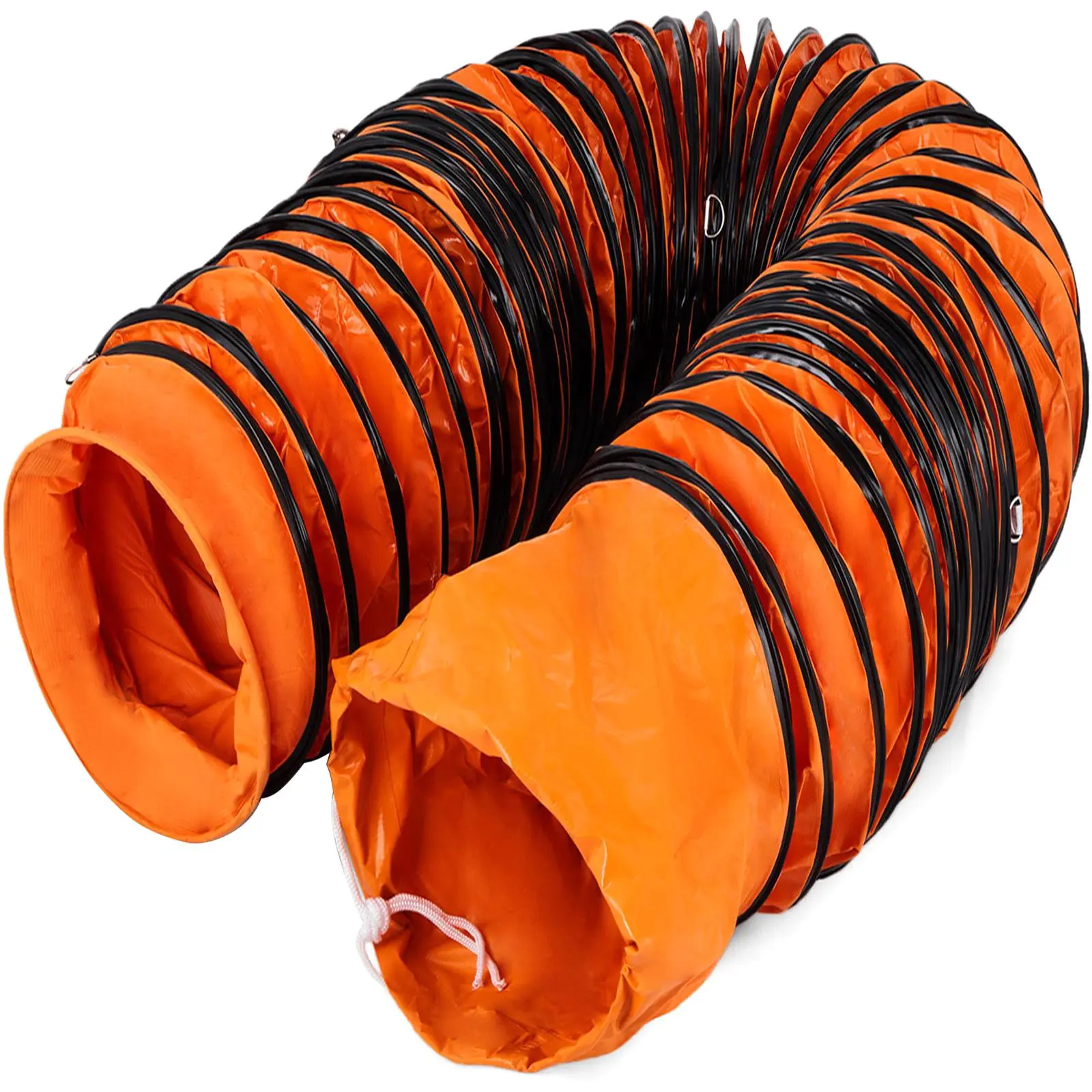 【SummerFinds】Heavy-Duty PVC Vinyl Flexible Duct Hosing with Thick Ropes - 7.6M/25FT Length, 203MM/8In Vent Diameter, Flame-Retardant for Exhaust Fans, Basements, Manufacturing Tunnel Ventilation, Durable