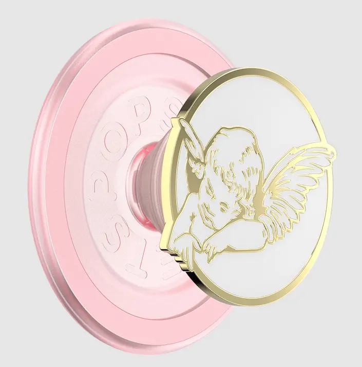 Enamel Cherub MagSafe Magnetic PopGrip - Magsafe Fit Cherub Grip, Phone Holders & Mounts, Smartphone Stand, Mobile Tech Accessory