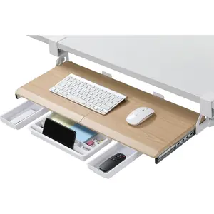 Keyboard Tray Under Desk, Pull Out Keyboard & Mouse Tray with C-clamp, Ergonomic Slide Out Desk Keyboard Tray, Pull Out Platform Drawer for Home and Office（Oak）