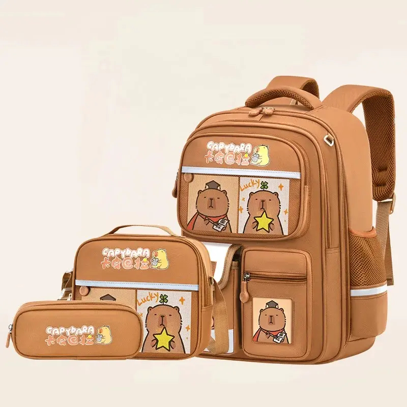 Capybara School Bags for Boys Girls Primary Schoolbag Cartoon School Backpack Set Rucksack Bagpack Kids Cute Children Book Bags