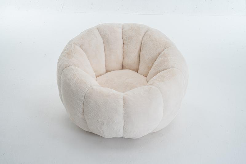 Eyisean 45" Fluffy Bean Bag Chair for Adults with Floral-Shaped Backrest, Comfy Soft Cloud Reading Chair with Faux Fur & Foam, Lazy Lounge Single Sofa for Bedroom, Living Room, Apartment