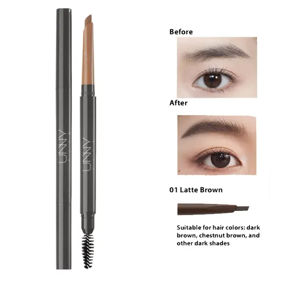 UNNY Regular Edition Youth Waterproof Angled-Tip Eyebrow Pencil, Smudge-Proof Matte Brow Makeup, Alcohol-Free, Defines Brows with Natural Hair-Like Strokes, Single Item for Natural Look, Define Brows