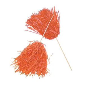 12" Bright Orange School Spirit Cheer Plastic Pom-Poms - 24 Pc.
