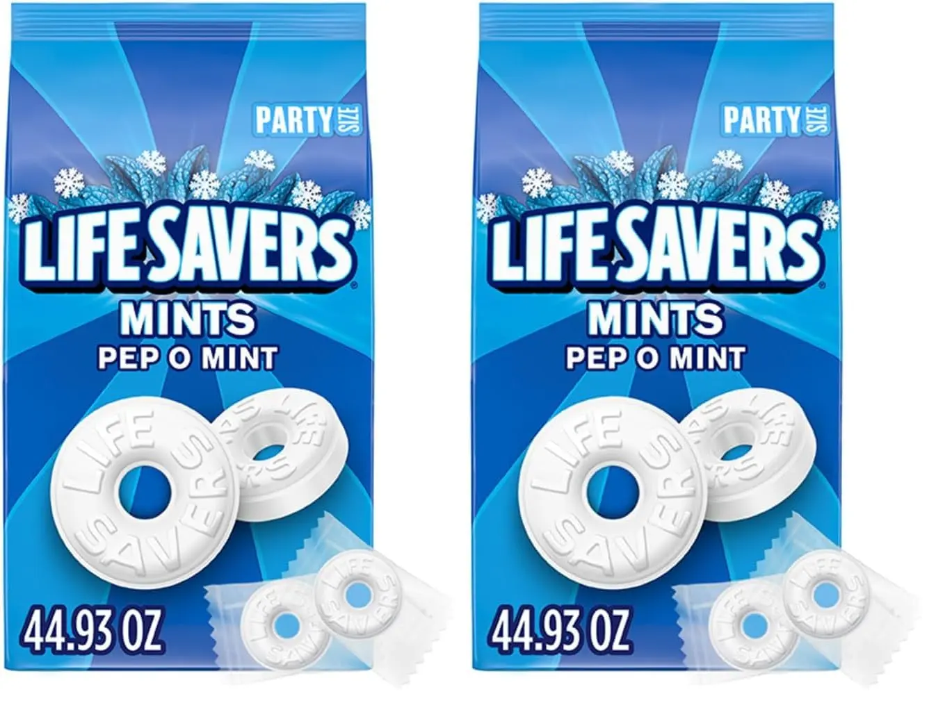 LIFE SAVERS Pep-O-Mint Peppermint Hard Candy Individually Wrapped, Party Size Bulk Hard Candy, 2.8 LB Bag (Pack of 2)