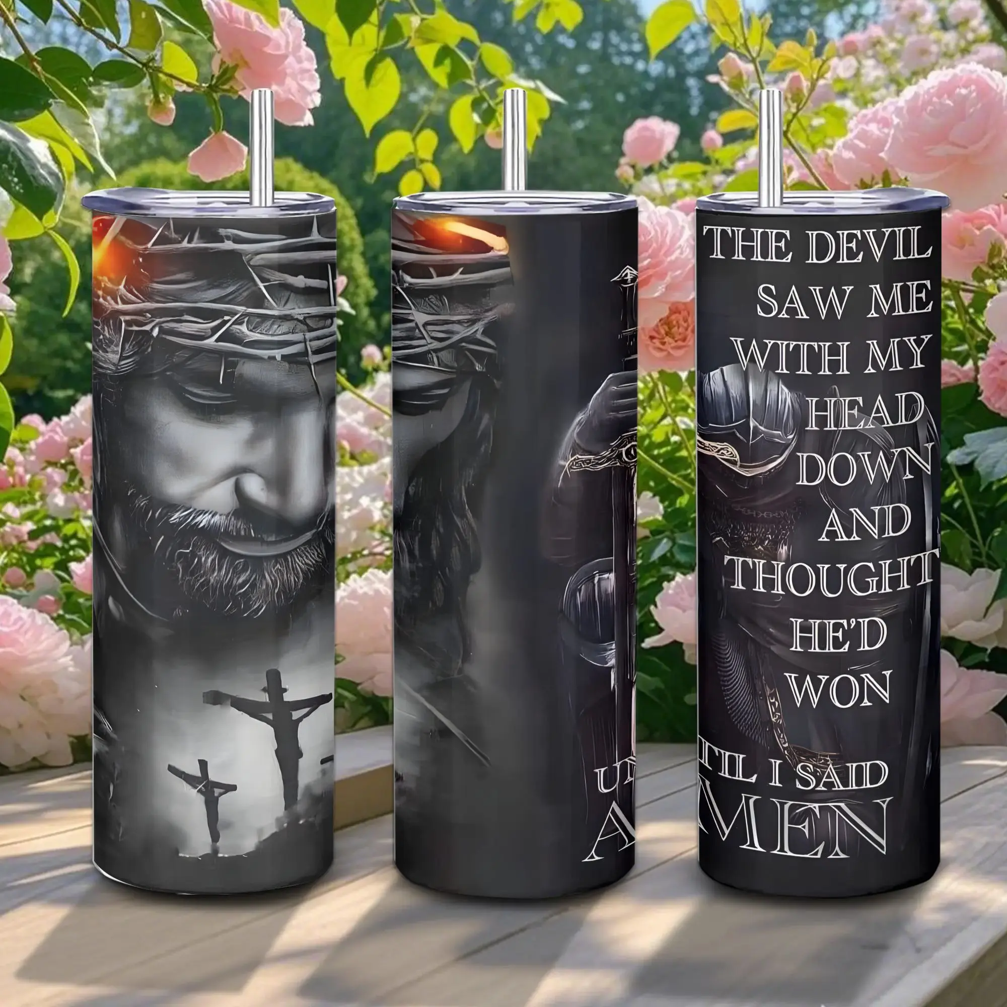 20oz Stainless Steel Tumbler, 1 Count Jesus Pattern Insulated Water Bottle, Stainless Steel Thermos, Stainless Steel Flask, Drinking Cup for Home Office School, Boyfriend Gift, Drinkware, Summer Cool Bottle
