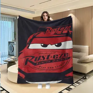 Hardcore Racing Lightning Mcqueen Flannel Blanket, Background Lightning Mcqueen Rust-Eze Identifier, Comfortable Bed Sofa Cover