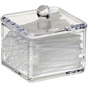 Square Acrylic Cotton Ball Holder Q-tip Holder Bathroom Swab Dispenser Box Boxes