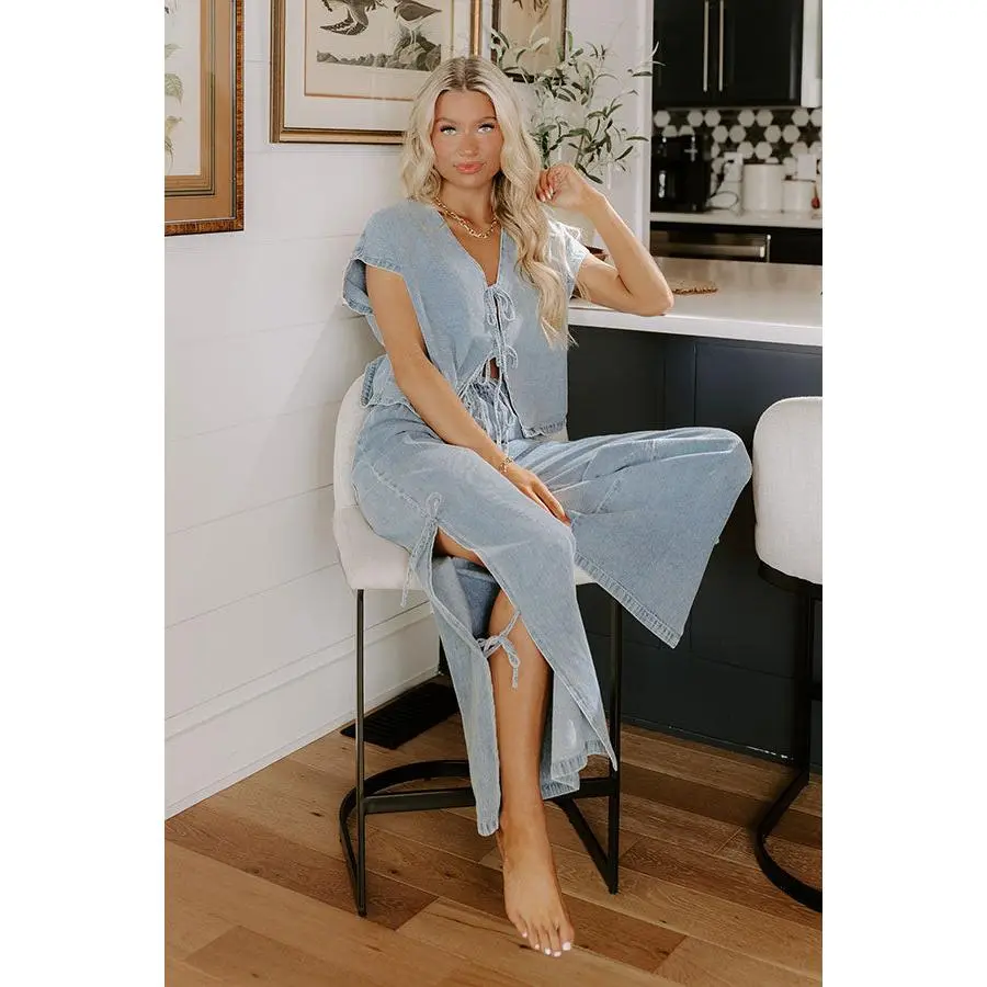Total Flirt High Waist Side Tie Denim Pants
