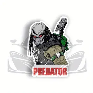 3PCS/SET Eye-Catching Hardcore Sci-Fi Predator Car Sticker For Car Body, Backpacks, Notebooks Predator Figure + "PREDATOR" Logo Decor Fills With Sci-Fi Hardcore Cool Vibe Easily Grasp Sci-Fi Hardcore Trend Style