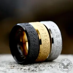Viking Rune Ring - Nordic Matte Stainless Steel Men's and Women's Jewelry, Birthday and Mother's Day Gifts