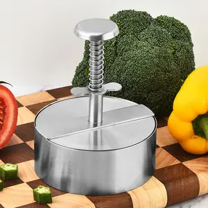 Stainless Steel Burger Press, Adjustable Hamburger Meat Press, Non-stick Patty Making Molds for Beef, Vegetables, Burgers and Cooking, Kitchen Metal Utensils