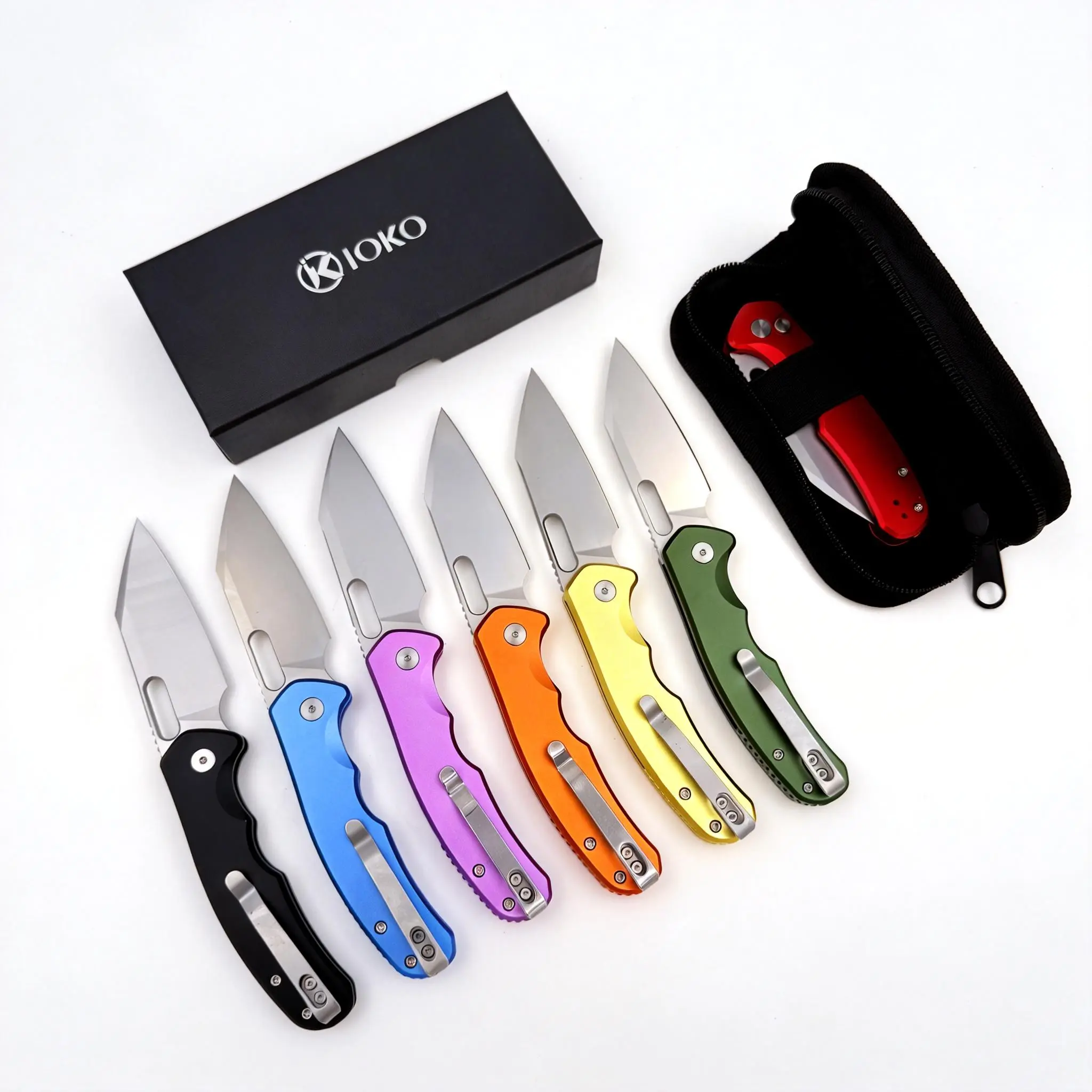 Folding knife, multi-functional EDC pocket knife, aluminum alloy handle, D2 steel blade, suitable for camping and fishing.