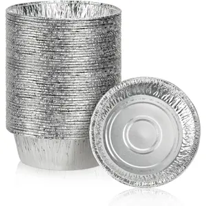 200 Pack 4" Round Disposable Aluminum Foil Tart & Pie Pans for Baking Cooking Storage or Reheating