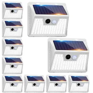 Solar Lights Outdoor Waterproof, 10 Pack 140LED Ultra-Bright Solar Motion Sensor Lights, 3 Modes Solar Powered Fence Lights, Solar Security Wall Lights for Garden Yard Outside(Cool White)