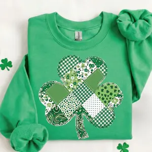 Patchwork Shamrock Sweatshirt  Quilted Style Shamrock Shirt, Patrick Day Shirt