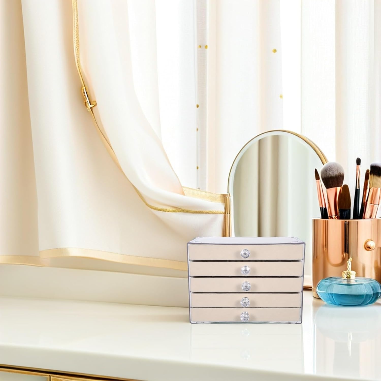 Velvet Jewelry Box with 5-Layer Clear Lid Large Capacity Organizer for Rings Earrings Necklaces Bracelets Acrylic Display Holder Drawer Organizer for Women Girls Vanity Dresser Countertop Storage Box Velvet Jewelry Box with 5-Layer Clear Lid Large Capacity Organizer for Rings Earrings Necklaces Bracelets Acrylic Display Holder Drawer Organizer for Women Girls Vanity Dresser Countertop Storage Box