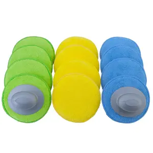 Microfiber Detailing Wax Applicator Pad w/2 Handles, 5 in, 12 Pack (Multi-Blue,Green,Yellow)