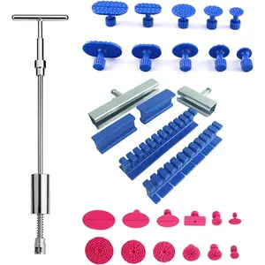 Dent Repair Kit - 2 in 1 Dent Puller Paintless Dent Repair with T-bar Dent Removal Kit,22 Glue Puller,2 Stainless Steel Grooves,2 Short Puller Lines and 2 Long Puller Lines