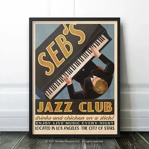 Seb's Jazz Club Retro Vintage Poster – Inspired by La La Land & Los Angeles, Classic Hollywood Wall Art