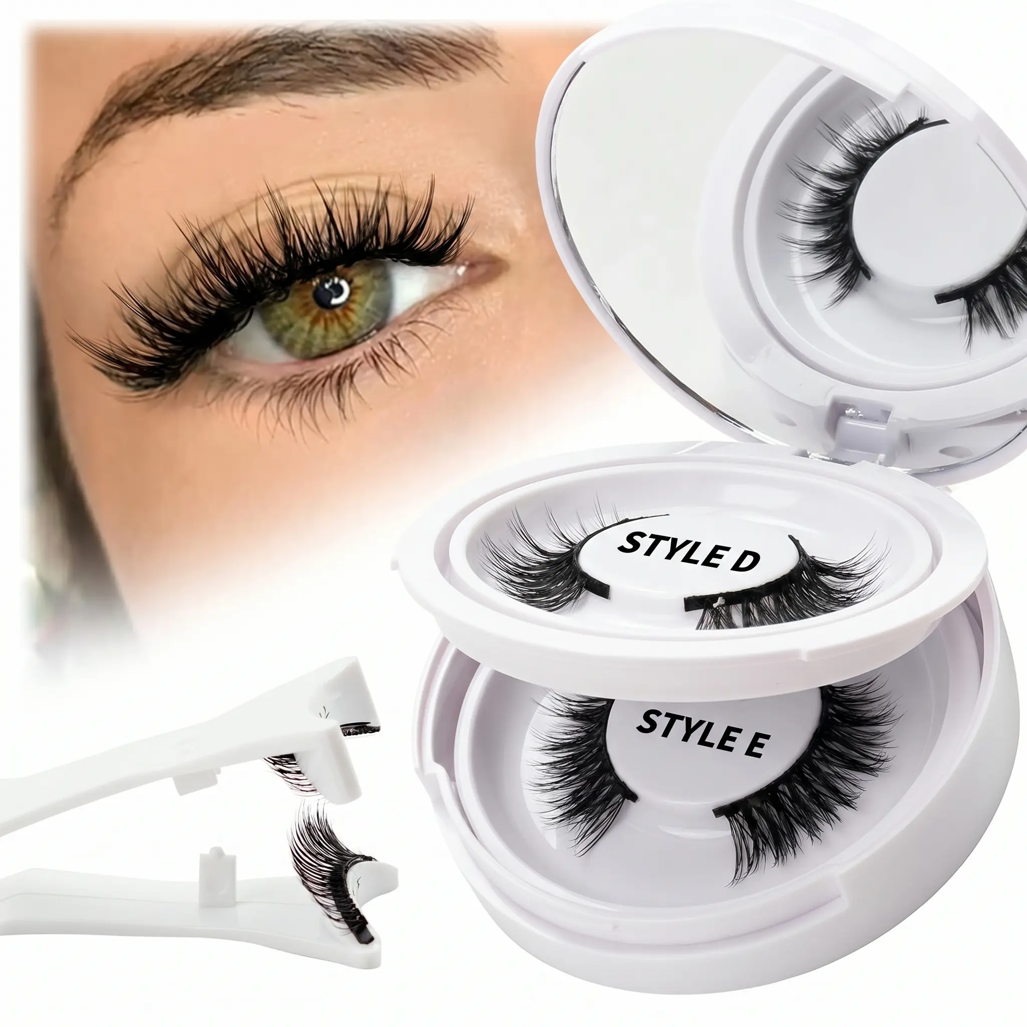 2-Pair Magnetic Eyelashes Kit - Wispy/Fluffy Natural Look, Glue-Free, Easy Application with Applicator & Mirror Storage Box, Reusable Waterproof Synthetic Lashes, All-Day Wear, Ideal Gift