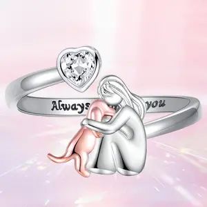 "Always With You" Adjustable Sterling Silver Dog & Human Ring – A Heartfelt Nod to Your Furry BFF